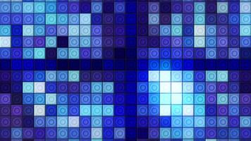 Disko Hintergrund mit schimmernd Quadrate und Punkte. Bewegung. bunt schimmernd Quadrate im retro Disko Stil. glühend Mosaik Quadrate mit Punkte video