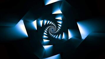 hipnótico túnel do néon linhas dentro espiral. Projeto. 3d túnel com listras arranjado dentro rotativo espiral. néon lâmpadas dentro espiral video