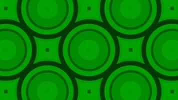 Background with moving pattern of circles and squares. Design. Moving ornament with repeating circles and squares. Animated background with colored geometric pattern video