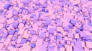 Background of many pulsating 3d cubes. Design. Colorful 3d cubes of different sizes pulsate on surface. Lots of colorful squares pulsate on surface video