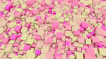 Abstract pulsating waves of soft pink and beige 3D rectangles. Design. Moving up and down towers, seamless loop. video