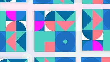 Beautiful bright animation with geometric shapes. Motion. Moving application with geometric shapes in animation. Retro design with geometric shapes for transitions video