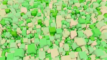 Background of many pulsating 3d cubes. Design. Colorful 3d cubes of different sizes pulsate on surface. Lots of colorful squares pulsate on surface video