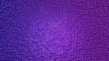 Abstract flowing smooth plexus fractal waves background of purple color, seamless loop. Design. Surface of connected dots and lines. video