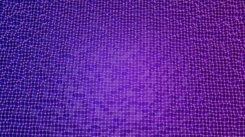 Abstract flowing smooth plexus fractal waves background of purple color, seamless loop. Design. Surface of connected dots and lines. video