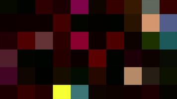 Background of flashing multicolored squares. Motion. Background of blur is made of multicolored squares. Pixels and multicolored squares blink video