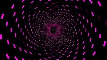 Black background.Design. Orange and purple light that creates a tunnel in abstraction, which highlights the walls of the squares and at the end of which particles shimmer. video