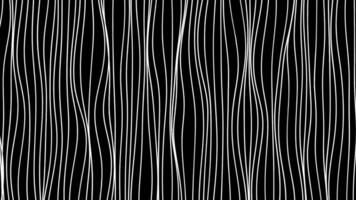 Abstract curving white strings flowing on a black background, seamless loop. Motion. Narrow bending lines, monochrome. video