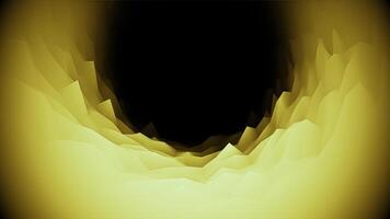 Yellow tunnel.Animation. A black background on which with triangles is a yellow desert running inside in abstraction. video