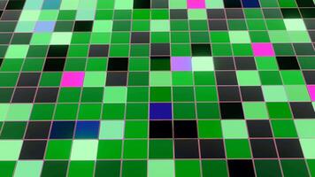 Small green, pink and black squares.Design. Multicolored squares in abstraction grow and then fall again video