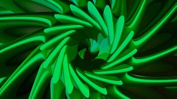 Abstraction. Motion .The bright green spring expands and creates a tunnel like a kaleidoscope video
