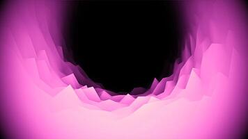 Curved moving surface with relief. Animation. 3D surface twisted into ring on black background. Distorted surface into ring with virtual relief video