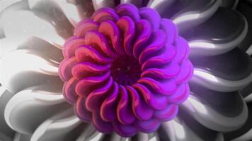 Psychedelic animation with floral pattern. Motion. 3D pattern of moving petals of abstract flower. Floral pattern with many changing petals video