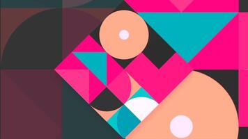 Colorful geometric design with moving figures. Motion. Bright moving figures in modern graphic design style. Retro style of geometric patterns of 80s video