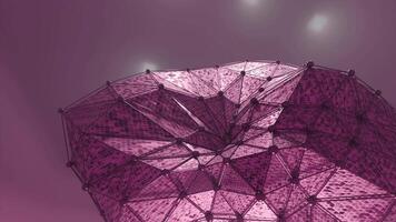 Live Triangular Grid. Design. Large inflating and moving shell with mesh. Moving 3d shell with triangular mesh video