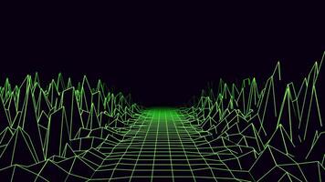 Black background. Animation. Bright green lines make up a drawing on the footage that looks like graphics in abstraction. video