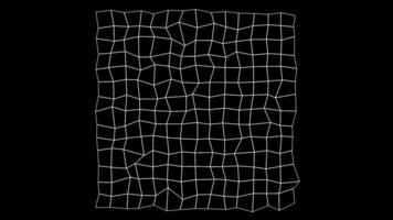 A huge white grid. Animation. A black background on which there is a bright long large lattice that moves slightly from side to side in abstraction. video
