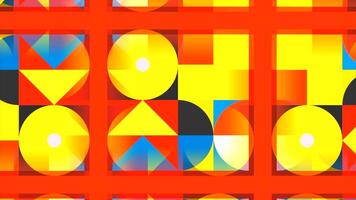 Background in abstraction. Motion. Abstract of red color, which depicts multicolored geometric shapes and which change to other shapes. video