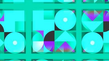 Animation with changing geometric shapes of different colors. Motion. Moving and changing geometric patterns in style of 80s. Retro pattern with colorful geometric shapes video