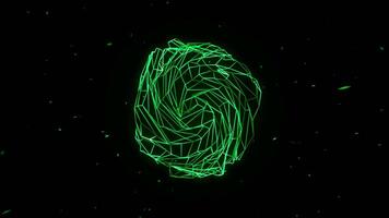 Abstract energy ball with electricity strikes isolated on a black background. Animation. Colorful sphere of connected lines. video