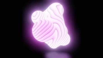 Abstract neon glowing figure constantly changing shape, seamless loop. Design. Complex 3D shape spinning isolated on a black background. video