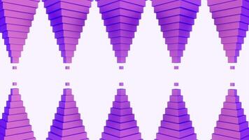 Repeating symmetrical pattern of triangles. Design. Moving triangular pyramids on isolated background. Repeating symmetrical triangles move mirror-like to each other video