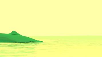 helder geel abstractie.ontwerp.a geel futage met een rivier- Aan welke een klein groen walvis duiken en zwemt. video