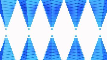 Optical illusion with pyramids moving towards each other's tops. Design. Blue and white seamless loop geometric pattern. video