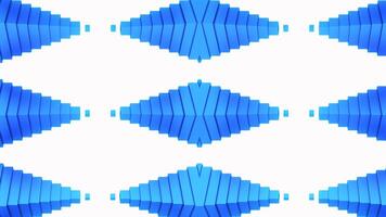 Optical illusion with pyramids in horizontal position moving towards each other's tops. Design. Blue and white seamless loop geometric pattern. video