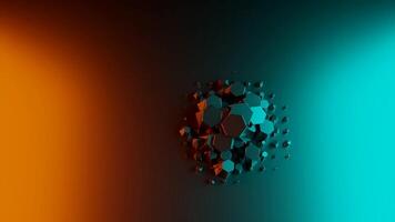 3D background with moving dots on surface. Design. 3D polygonal points move in circle on surface. Multi-colored surface with moving circle of three-dimensional stones video