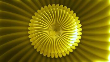 Animation of moving flower pattern with golden color. Motion. Golden floral pattern decreasing and increasing. Beautiful round pattern like aster flower video