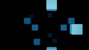 abstrato minimalista fundo com colorida cubos mosca para a tela. Projeto. interface do velho formado nostálgico tetris jogo, desatado laço. video