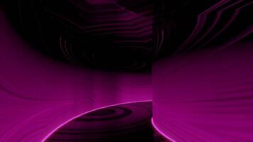 Abstract pink bended corridor with neon glow, seamless loop. Design. Flying backwards inside the dark corridor. video