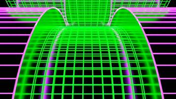 Green and purple abstraction. Design. A bright neon road that is like a grid with multicolored lines on it. video