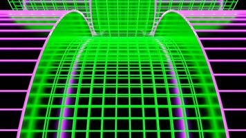 Green and purple abstraction. Design. A bright neon road that is like a grid with multicolored lines on it. video