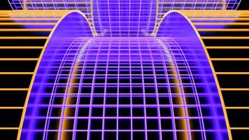 Green and purple abstraction. Design.A bright neon road that is like a grid with multicolored lines on it. video