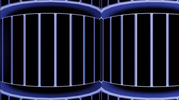 Black background with neon shapes.Design. An abstraction on which two-tone barrels with red and blue colors are turned over in an abstraction. video