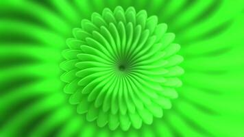 vert brillant abstraction. mouvement. une en forme de fleur spirale cette tourne et changements échelle video