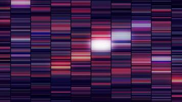 Ränder i abstraktion. rörelse. ljus lila regnbågsskimrande pinnar gnistra i 3d formatera. video