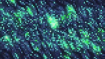Mosaic image of sparkling waves. Motion. Fast-moving waves with brilliant iridescence of colors from pixels. Pixel background with shimmering iridescent waves video