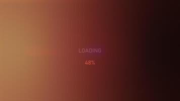 Red and purple wide progress stripe on gradient orange screen. Motion. Downloading process from 0 to 100 percent. video