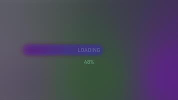 Line with percentages of charge or load. Motion. Beautiful multicolored background with percentage loading line. Moving line with loading percentages video