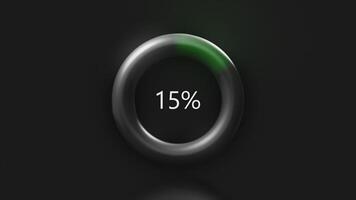 Gray background.Motion. The ring on which the download ran with a green shade from zero percent to one hundred. video