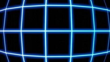 Abstract neon rows of squares of narrow glowing lines, convex texture. Design. Grid neon animation motion graphics. video