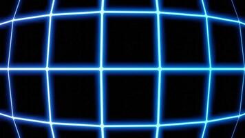 Abstract neon rows of squares of narrow glowing lines, convex texture. Design. Grid neon animation motion graphics. video