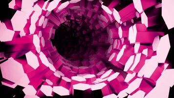 Futuristic hexagonal tunnel in pink colors, seamless loop. Design. Bending corridor with hexagonal shaped pillars. video