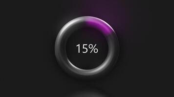 Loading ring with percentages. Motion. Ring with moving colored loading line and increase in number of percentages. Loading or charging as percentage video