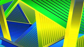 Geometric triangular 3d background with changing colors. Motion. Iridescent acid colors on triangular pattern. 3D triangular pattern with changing bright colors video