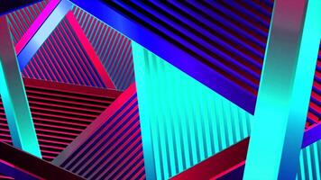 Geometric triangular 3d background with changing colors. Motion. Iridescent acid colors on triangular pattern. 3D triangular pattern with changing bright colors video