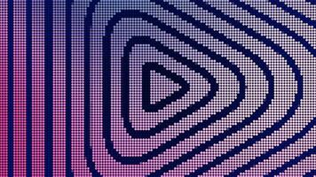 Abstract gradient pink and blue dotted background and silhouettes of triangles. Motion. Play icons creating hypnotic effect. video